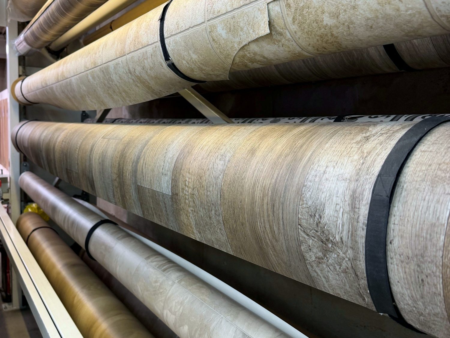 Rolls of sheet vinyl flooring at Taylor Carpets and Flooring